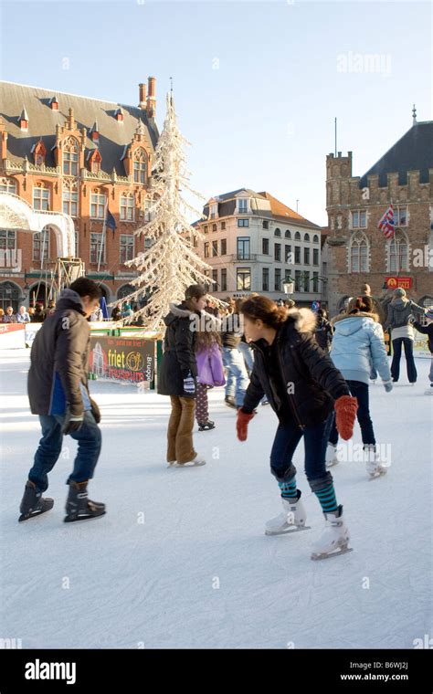 Skating rink Christmas Markt Bruges Belgium Stock Photo - Alamy