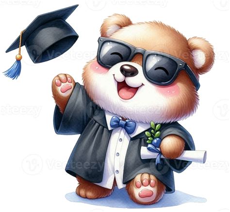 Aigenerated Bear Wearing Graduation Cap And Gown 43253226 Png