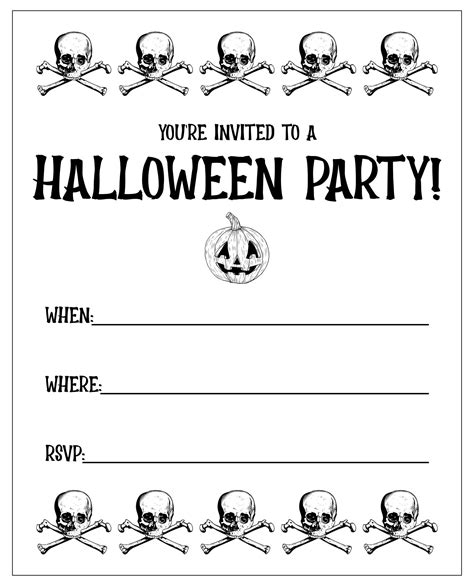 Printable Halloween Birthday Invitations Black and White - Printable JD