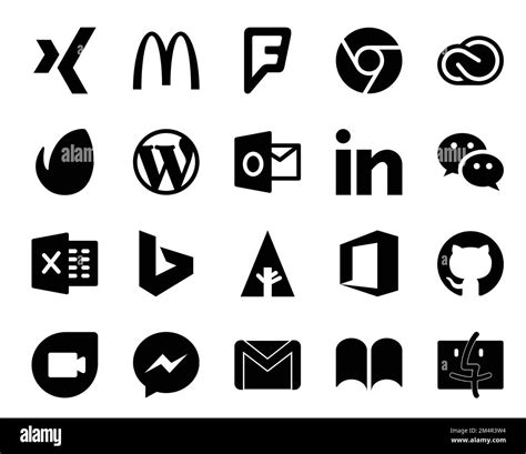 20 Social Media Icon Pack Including Office Bing Wordpress Excel