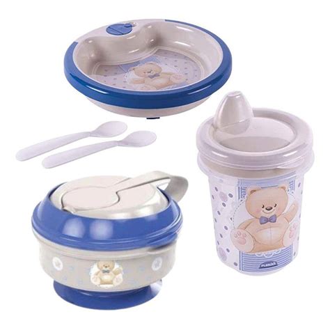 Kit Completo Prato Termico Infantil Pote Papinha Copo Bebe Menina Arco