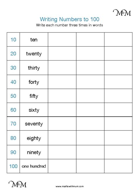 Writing Numbers With Words Worksheets - Printable Word Searches