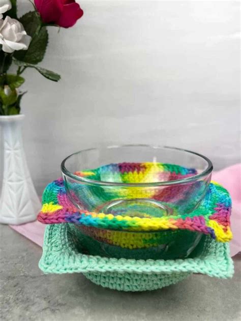 Hour Easy Crochet Bowl Cozy Free Pattern Crochet Bowl Cozy