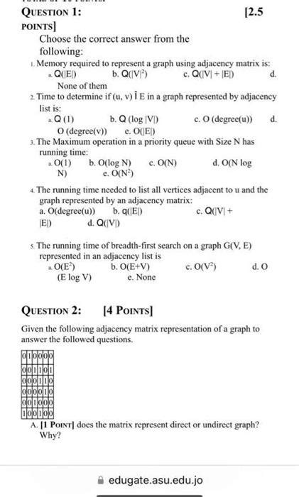 Solved Question 1 [2 5 Points] Choose The Correct Answer