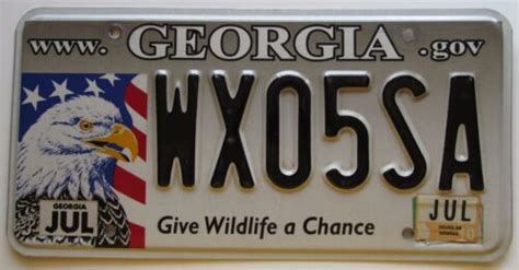 Georgia 2010 Give Wildlife A Chance Eagle Graphic License Plate