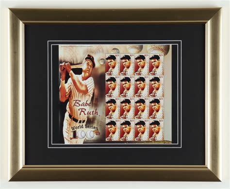 Babe Ruth Yankees X Custom Framed Full Uncut Postage Stamp Sheet