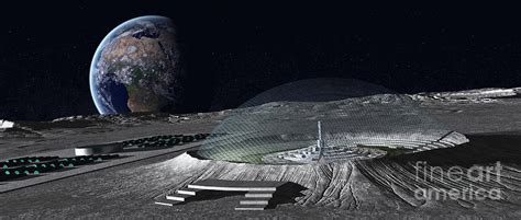 A Domed Crater Is Home To A Lunar City Digital Art by Frieso Hoevelkamp