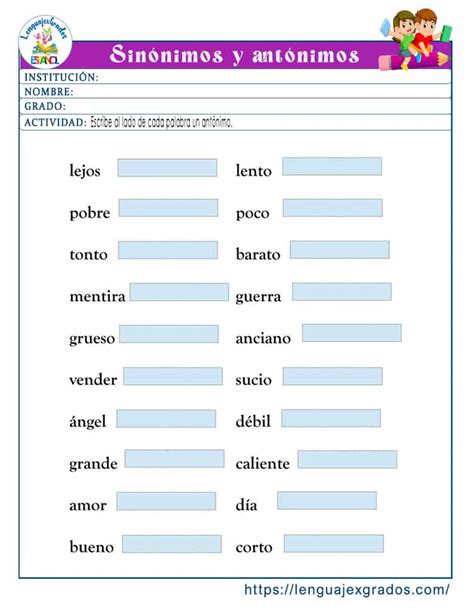 Qué Son Los Sinónimos Y Antónimos Lenguaje Por Grados