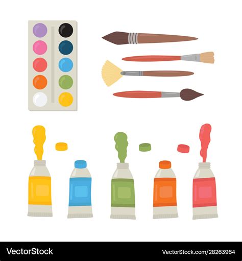 Painting Tools Elements Cartoon Colorful Vector Image