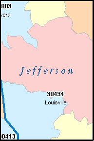 JEFFERSON County, Georgia Digital ZIP Code Map