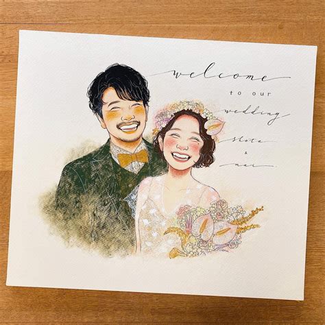 似顔絵／作家ebisu 結婚式 ウェルカムボード 似顔絵 ウェディング 似顔絵 新郎新婦 イラスト