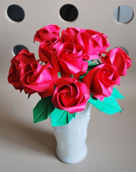 Dozen Origami Rose Bouquet Paper Rose Bouquet Origami - Etsy