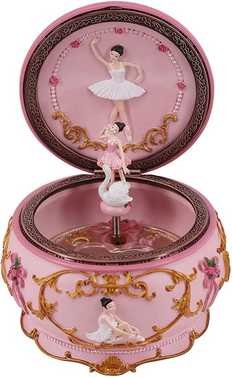 Singeek Ballerina Girl Mechanism Rotate Music Box With Colorful Lights