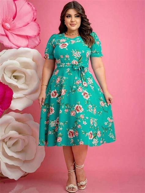 Vestido feminino floral godê rodado social evangélico mídi elegante