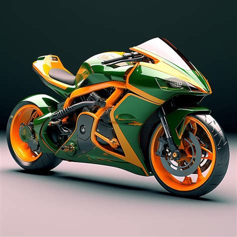 Premium Ai Image A Green And Orange Motorcycle With Orange And Orange