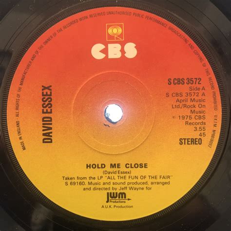 David Essex Hold Me Close 1975 Solid Center Vinyl Discogs