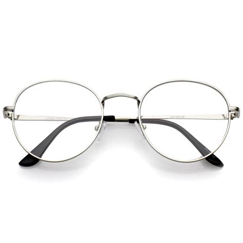 classic slim metal frame clear flat lens  eyeglasses mm silver