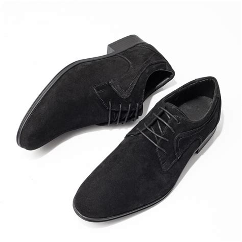 Pantofi Eleganti Barbati Negri Suede Din Piele Naturala Zlz Elaza