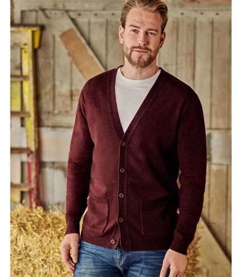 Merlot Mens Lambswool V Neck Cardigan Woolovers Au