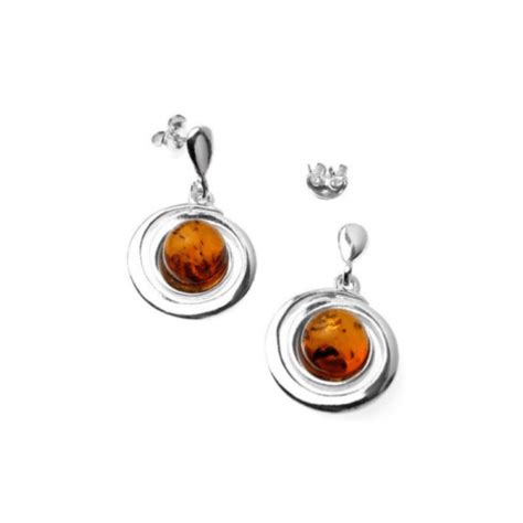 Boucles D Oreilles Saturne Ambre Et Argent 123Ambre