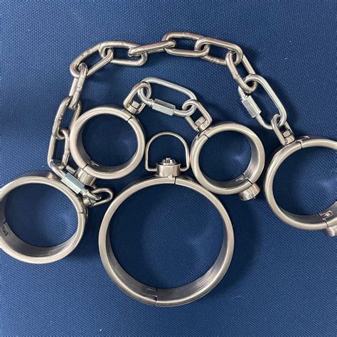 Heavy Duty Stainless Steel Handcuffs Ankle Cuffs Neck Collar Bondage