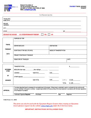 Fillable Online Baruch Cuny Epayment Travel Advance Request Form