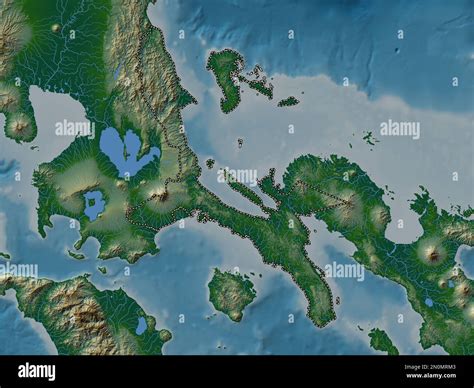 Quezon Province Of Philippines Colored Elevation Map With Lakes And