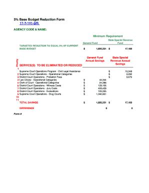 Fillable Online Leg Mt Base Budget Reduction Form F