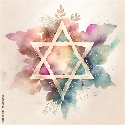 Star Of David Judaism Symbol Ai Illustration In Watercolor Style