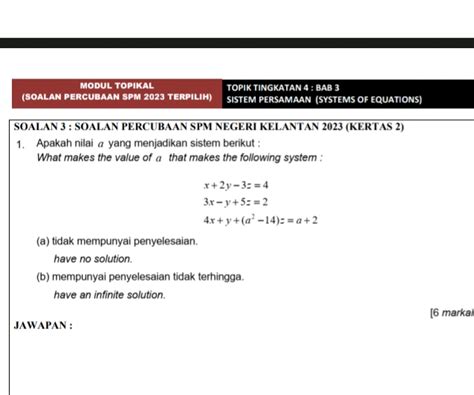 Modul Topikal Topik Tingkatan Bab Soalan Studyx