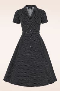 Collectif Clothing S Caterina Mini Polka Dot Swing Dress In Black