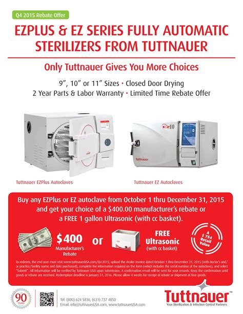 Tuttnauer Ezplus Or Ez Autoclave Promotion Medical Autoclaves