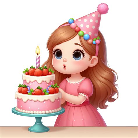 ai generated  girl celebrates  birthday cake perfect