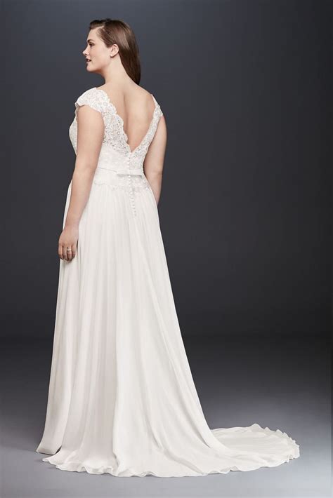 Illusion Lace And Chiffon Plus Size Wedding Dress Collection Wg