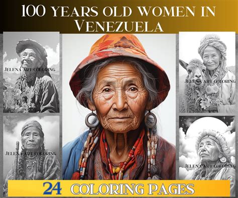 Grayscale Coloring Book For Adults Centenarian Venezuelan Women Beautiful Grayscale Coloring