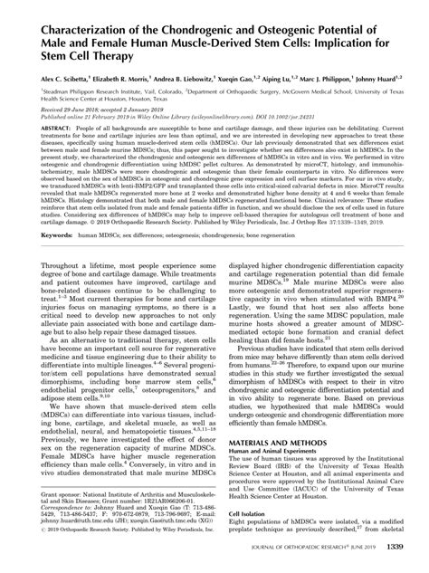 Pdf Characterization Of The Chondrogenic And Osteogenic Potential Of