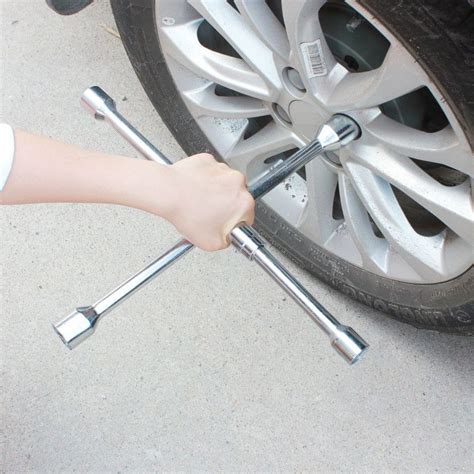 Car Tire Repair Stowable Cross Lug Wrench Tool Foldable Portable