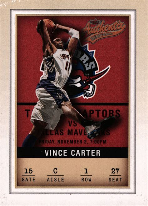 Fleer Authentix Vince Carter Near Mint Or Better Ebay