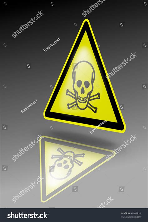 Poison Warning Sign Skull And Crossbones Symbol On Yellow Triangle