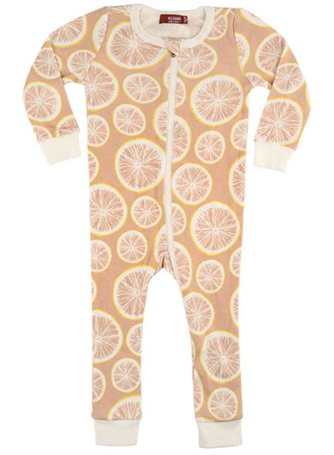 Organic Cotton Zipper Pajamas In Cotton Bag Grapefruit Miss Monroe