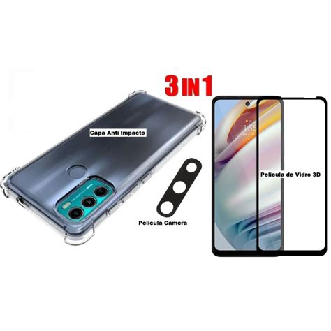 Capa Anti Impacto Moto G60 Pelicula Vidro 3D Pelicula Camera Jv