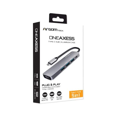 ARGOM ADAPTADOR MULTIPUERTO USB TIPO C 5 EN 1 ONE AXESS ARG UB 0185