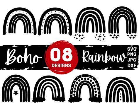 Black Boho Rainbow Svg Bundle Rainbow Svg Rainbow Clip Art Rainbow