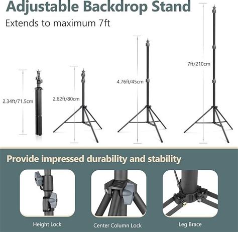 Aureday Background Stand X Ft Adjustable Photo Backdrop Stand Kit