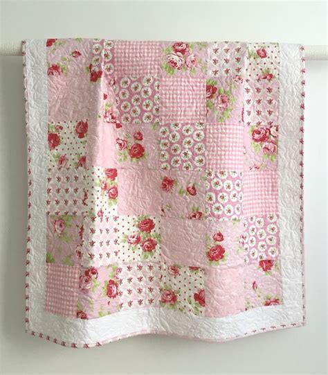 This Adorable Pink Baby Girl Quilt Is Made Of Soft Cotton Floral