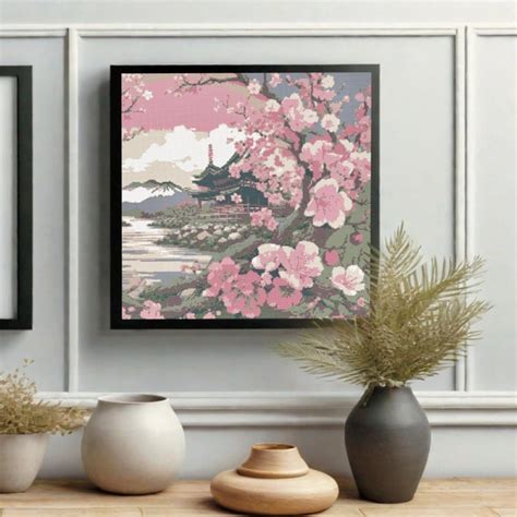 Japanese Cherry Blossom Tree Cross Stitch Etsy