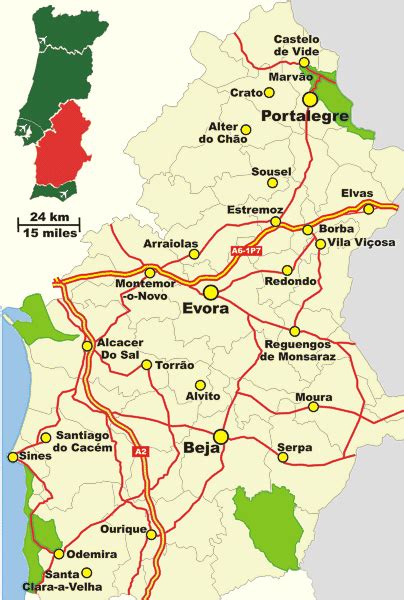 Portugal Virtual Map of Alentejo Portugal