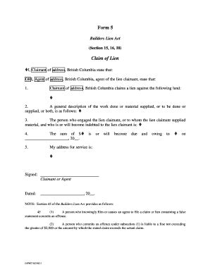 Claim Of Lien Form Fill Online Printable Fillable Blank Pdffiller