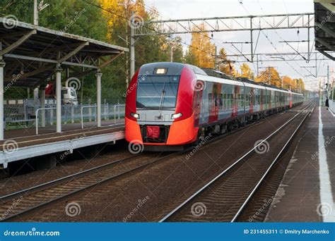 Modern Intercity High Speed Train At Sunset Commercial Suburban