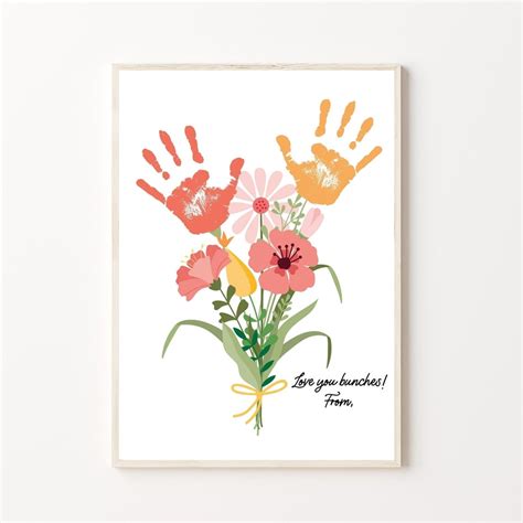 Flower Handprint Craft Art Printable For Mom Or Grandparents Handprint